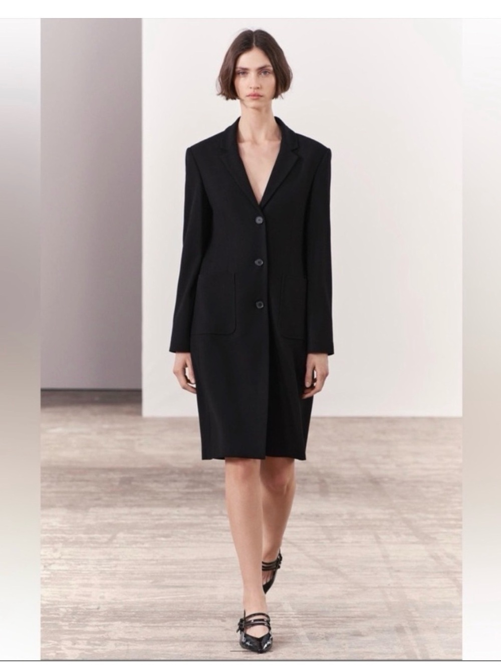 Zara Black Single-Breasted Long Blazer